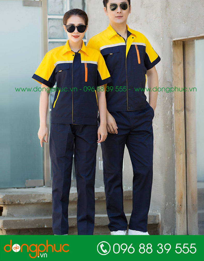 Mẫu bảo hộ màu tím than phối vàng cộc tay